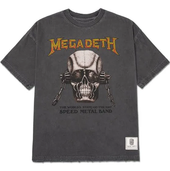 top Megadeth State Boxy Tee Washed Vintage Black Revolver $33