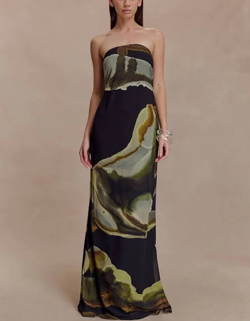 dress MESHKI Amaya Strapless Chiffon Maxi Dress meshki.us $104