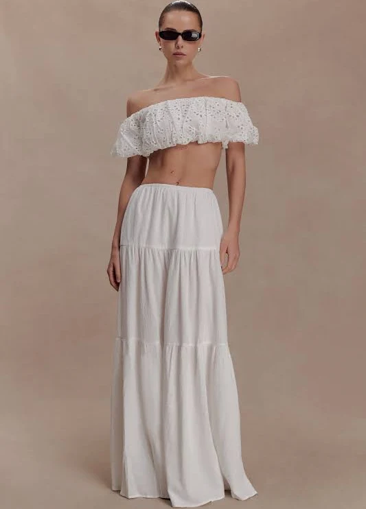 off-shoulder top Meshki Off Shoulder Broderie Top meshki.us $55