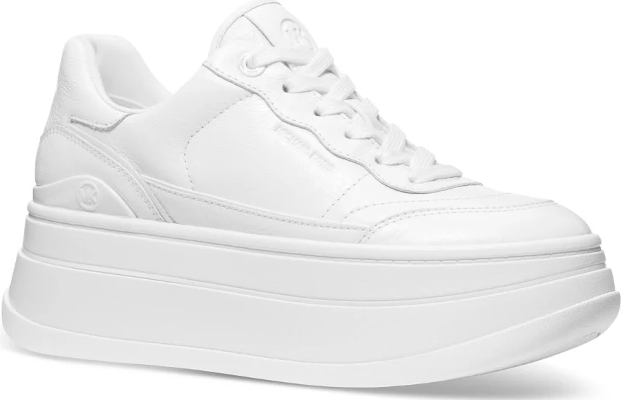 shoes Michael Michael Kors Women's Hayes Empire Logo Lace-Up Platform Sneakers - Optic White - Size 9M Macy's $105