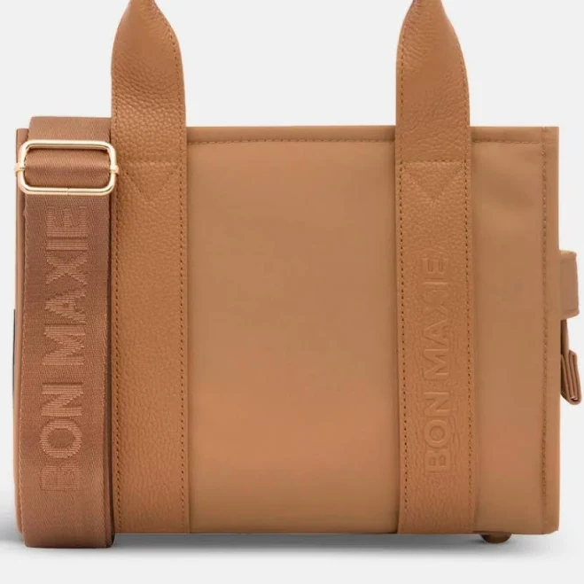 bag Micro Structured Premium Nylon Tote Bag with Leather Trim Bon Maxie $136