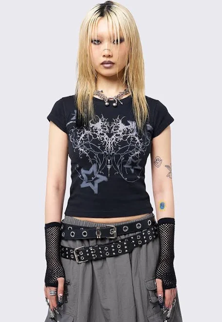 t-shirt Minga London Grunge Stars Graphic Baby Tee Minga London US $50