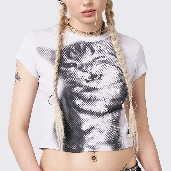 t-shirt Minga London Pixel Kitty Y2k Graphic Baby Tee Minga London US $50