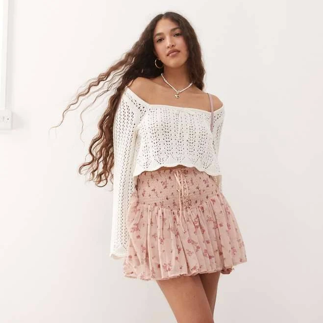 ultra-mini Miss Selfridge Shirred Waist Chiffon Mini Skirt ASOS $26.49