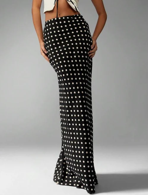 polka dots outfits Missguided Retro Polka Dot High Waisted Floor Length Maxi Skirt missguided $15.31