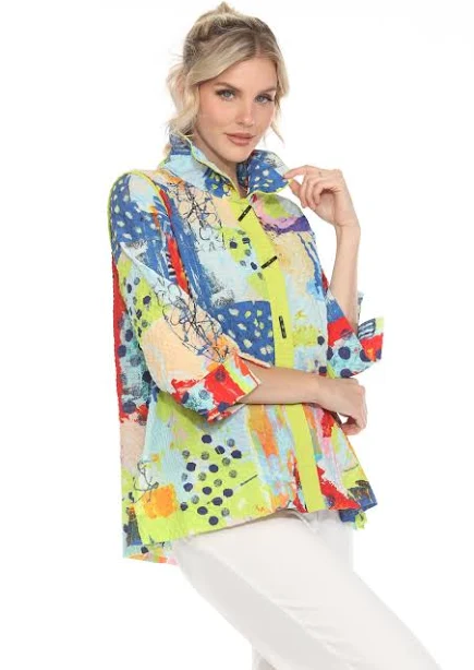 matching set Modern-Art-Print Button Front Blouse Shop My Fair Lady $168