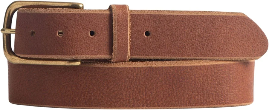 belt Nab Genuine Full Grain Leather Dress Belt with Elongated Gold Buckle Nab Leather Co $105