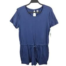 romper NEW Old Navy Jersey Knit Drawstring Waist Keyhole Back Romper Womens M Tall /A22 eBay $13.07