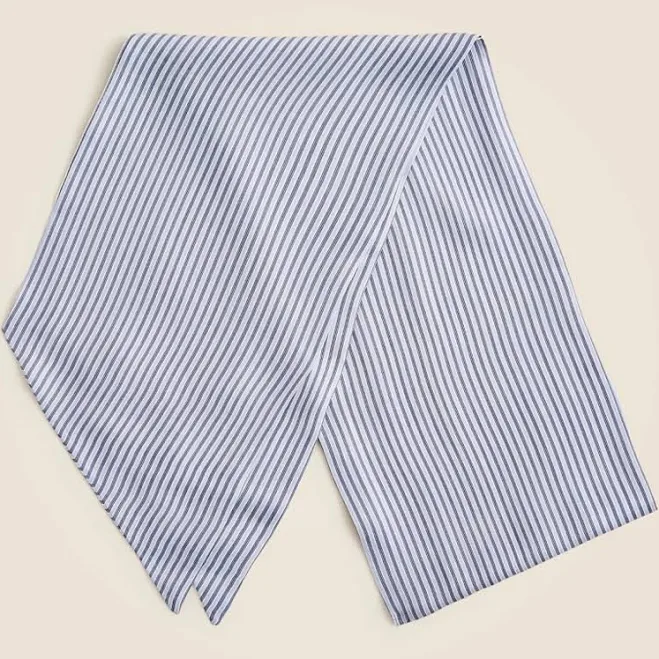 accessory (new) Women's J.crew Blue Stripe Printed 100% Silk Scarf - Size: 62"l eBay $45