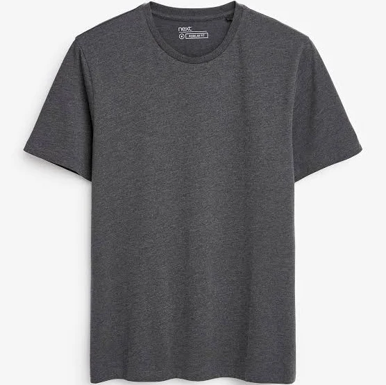 top NEXT Grey Charcoal Marl Regular Mens Fit Essential Crew Neck Cotton T-Shirt Next USA $14