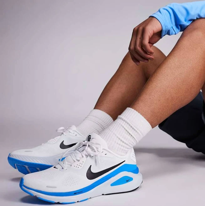 shoes Nike Running Structure 26 sneakers in white and blue ASOS $145
