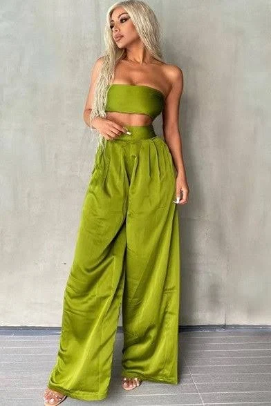 matching set Nina Cheyenne Satin Two-Piece Wide Leg Pant Set Nina Cheyenne $75