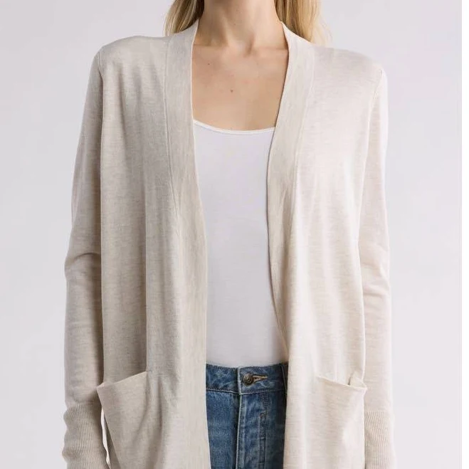 cardigan Nordstrom Open Front Cardigan in Beige Oatmeal Light Heather at Nordstrom Rack, Size Small Nordstrom Rack $34.97