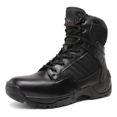 shoes NORTIV 8 Men's Military Tactical Work Boots Side Zipper Leather Motorcycle Combat Boots Trooper Walmart - TopShoes $46.99
