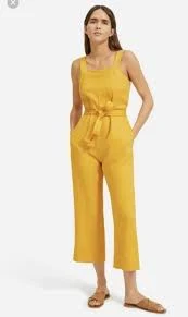 jumpsuit NWT EVERLANE Square Neck 100% Linen Jumpsuit in Marigold. Size 6 eBay $70