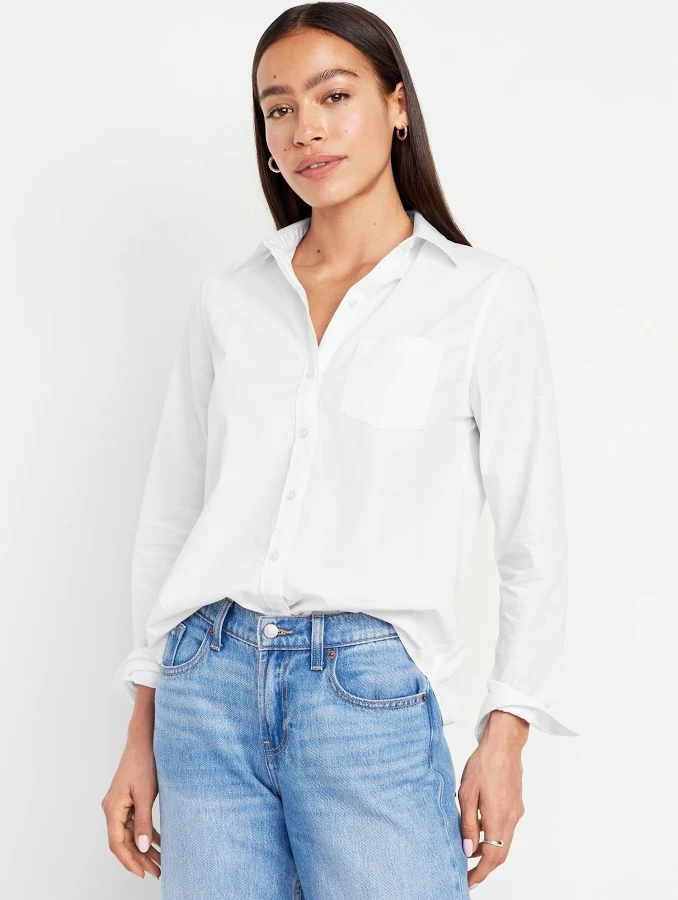 top Old Navy Women's Classic Button-Down Shirt Old Navy $17.99