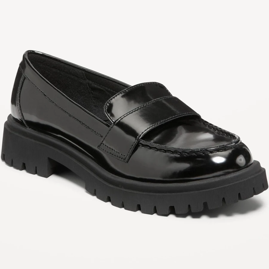 shoes Old Navy Women's Faux-Leather Chunky Heel Loafers Old Navy $44.99