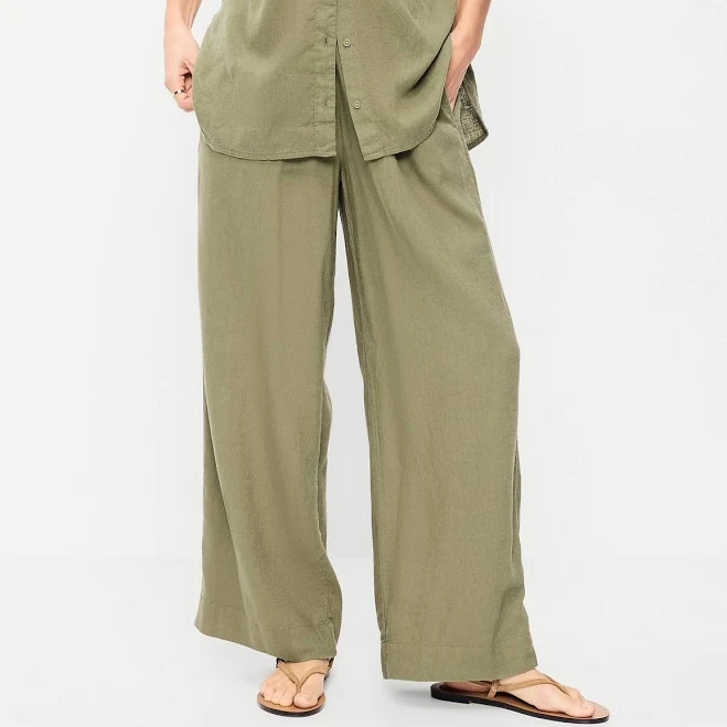 pants Old Navy Women's High-Waisted Linen-Blend Super Wide-Leg Pants Old Navy $32