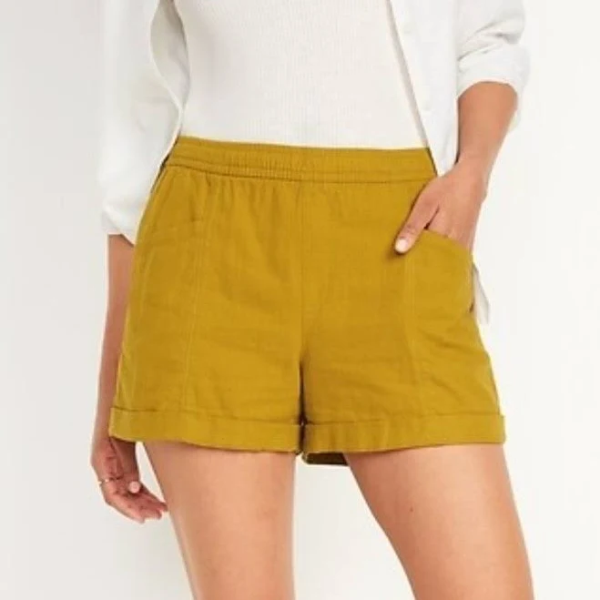 shorts Old Navy Women's Mustard Yellow High-waisted Linen-blend Shorts 3.5in- eBay - racger_88 $22.4