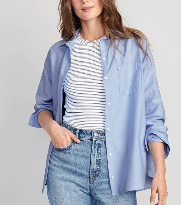 top Old Navy Women's Oversized Button-Down Boyfriend Shirt Old Navy $27.99