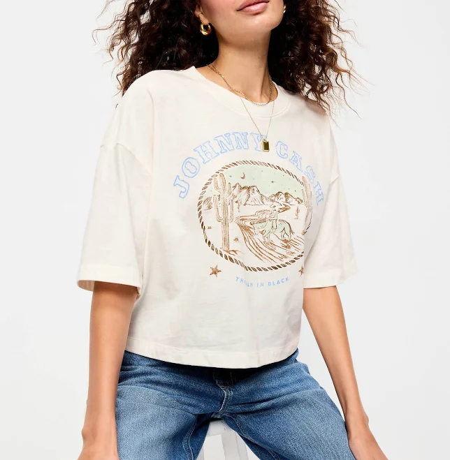 top Old Navy Women's Oversized Crew-Neck Graphic T-Shirt Old Navy $13.49