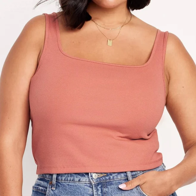 crop top Old Navy Womens Rib Knit Cropped Tank Top Dusty Pink Size 2x eBay - helensthriftythreads $11.99