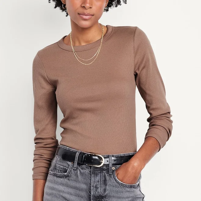 top Old Navy Women's Snug Long-Sleeve Crew-Neck T-Shirt Old Navy $4.47