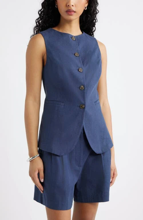 top Open Edit Linen Blend Vest Nordstrom $79.5