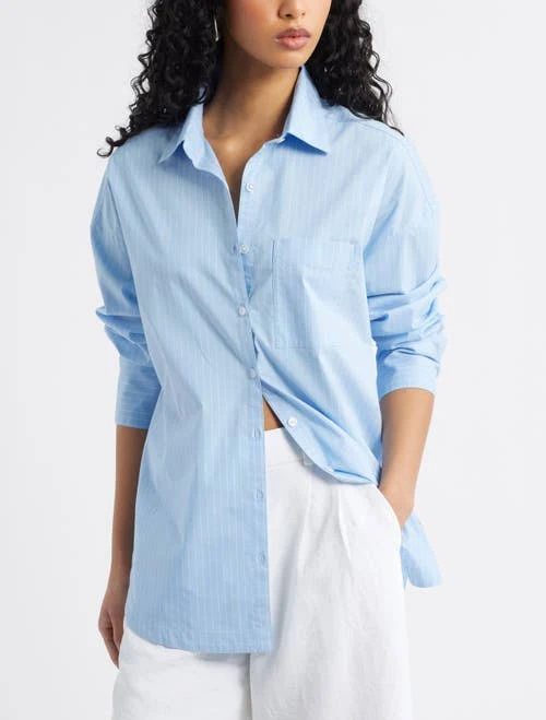 outerwear Open Edit Oversize Poplin Button-Up Shirt Nordstrom $69.5