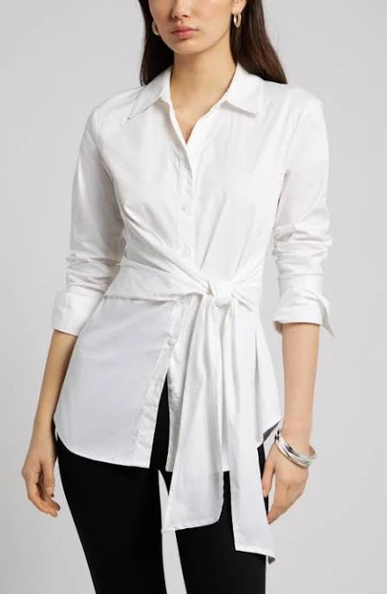crop top Open Edit Waist Tie Cotton Poplin Shirt Nordstrom $49.99