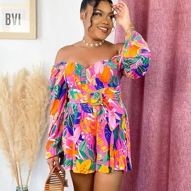 romper Paradise Pink Tropical Print Romper She Likes BVI $78