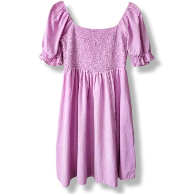 dress Pastel Purple Puff Sleeve Smocked Babydoll Mini Dress L Cottage Twee eBay - livinglushly $29.59