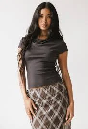 cowl neck Paula Cowl Neck Top in Charcoal|XS / Charcoal böhme $32.5