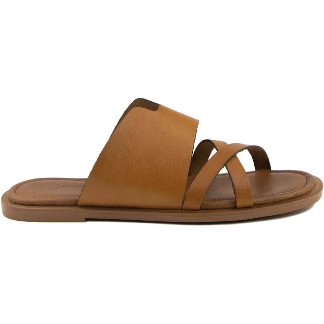 shoes Pegia Dena Women's Wide Strap Leather Slides Pegia $103