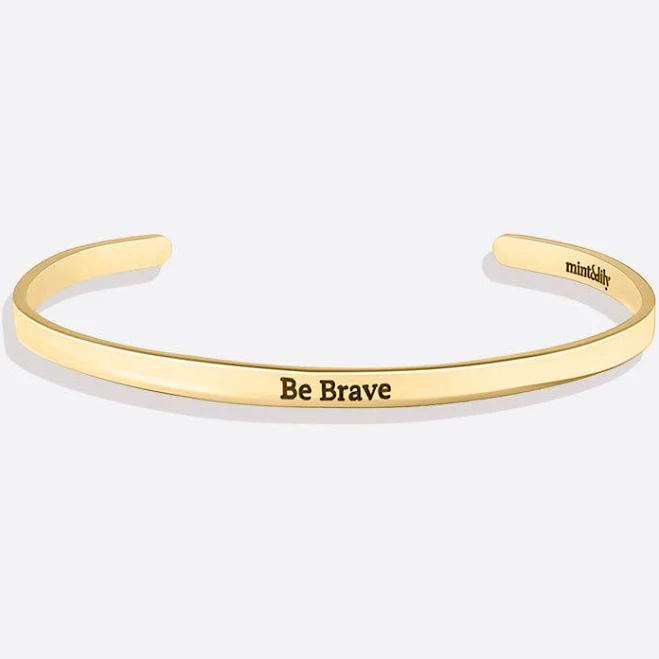 accessory Personalized Thin Cuff Gold Inspirational Jewelry by Mint & Lily Mint & Lily $29