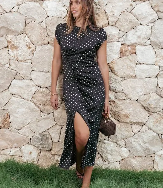 polka dots outfits PETAL & PUP Women's Lisbeth Polka Dot Midi Dress Petal & Pup USA $99