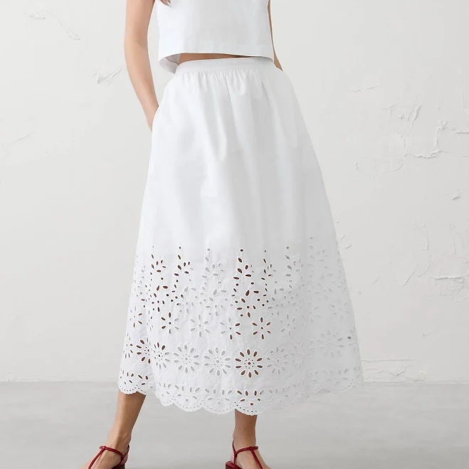 skirt Petite Eyelet Midi Skirt Banana Republic Factory $67.5