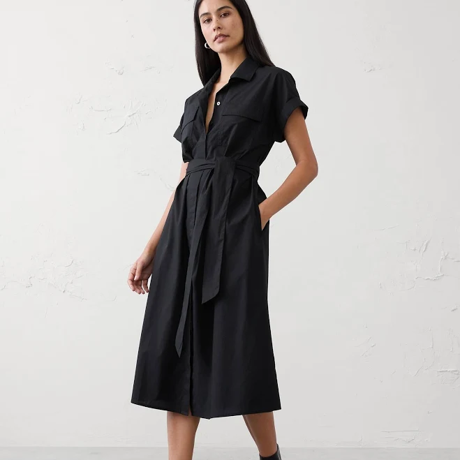 shirt dress Poplin Utility Midi Shirtdress Banana Republic Factory $70