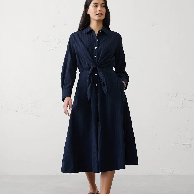 shirt dress Poplin Wrap-Tie Midi Shirtdress Banana Republic Factory $84