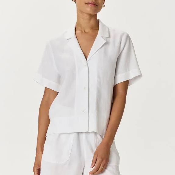 top Quince Women's European Linen Short Sleeve Shirt Quince $36