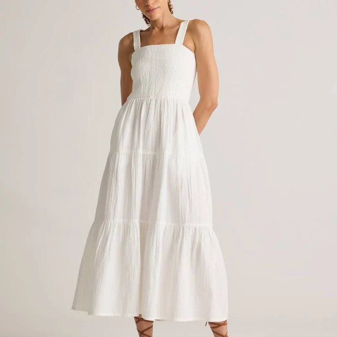 dress Quince Women's Organic Cotton Gauze Smocked Maxi Dress Quince $59.9