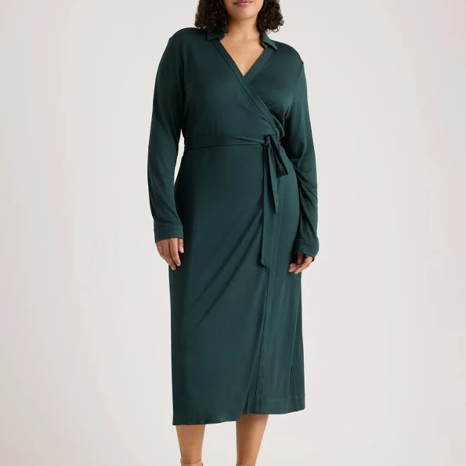 dress Quince Women's Silk Jersey Midi Wrap Dress Quince $149.9