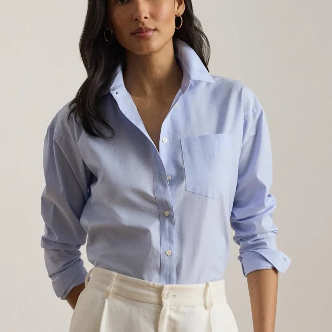 top Ralph Lauren Women's Relaxed Fit Cotton Shirt Macy's $125