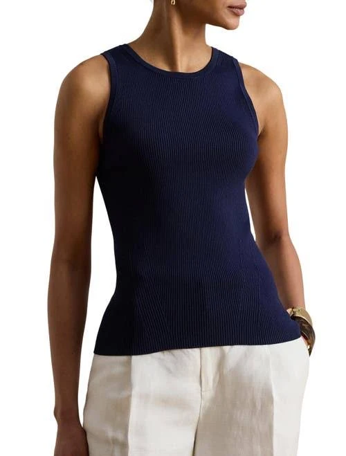 top Ralph Lauren Women's Rib-Knit Sleeveless Sweater Nordstrom $115