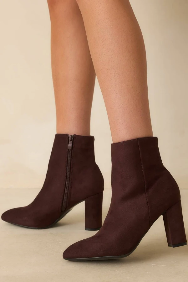 shoes Red Dress Women's Faux Suede Block Heel Ankle Boots Red Dress $35