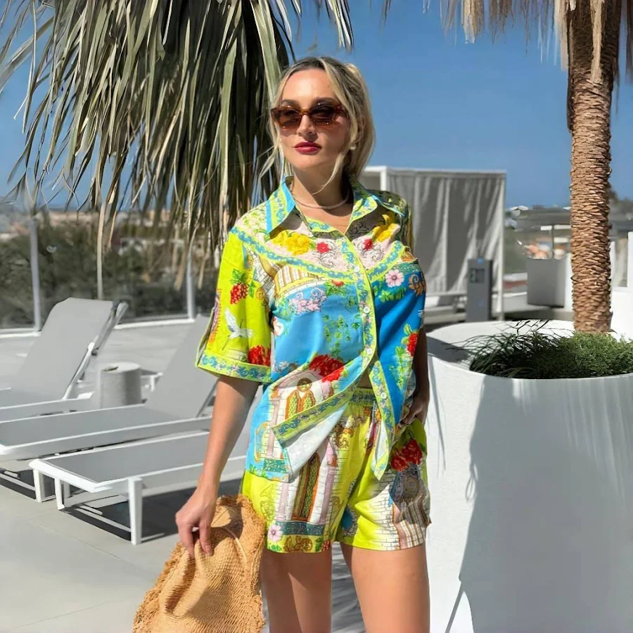 baggy oversized outfit Resortglamus Mediterranean Print Short Set Etsy - Seller $24