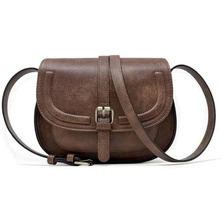 bag Retro Vegan Leather Saddle Purse Walmart - US-dengqingkun $31.96