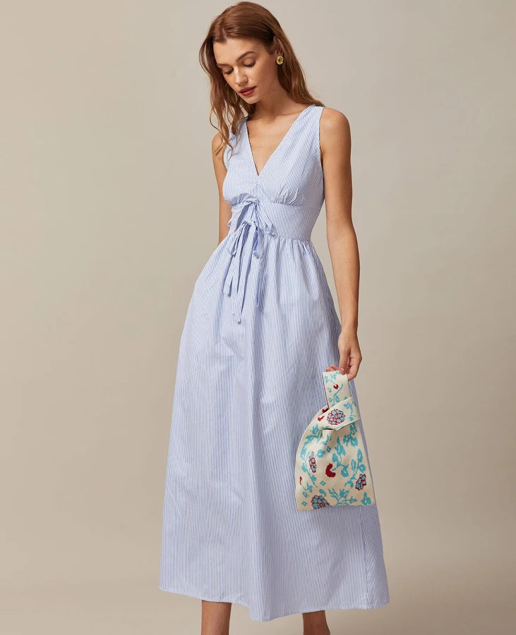 dress Rihoas Sleeveless A-Line Striped Cotton Sundress Rihoas $42