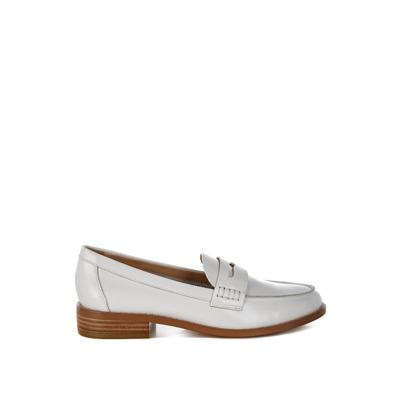 shoes Roxana Real Leather Penny Strap Loafers In White By Rag & Co by Rag & Co. wolfandbadger.com $95