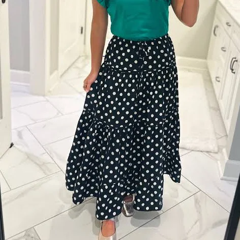 skirt Ryley Polka Dot Tiered Maxi Skirt Liz Maree Boutique $39.99